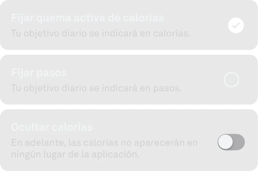 Gráfico del objetivo de actividad en la aplicación.