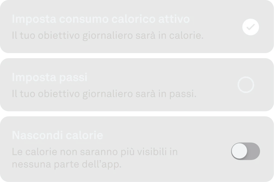 Interfaccia utente che mostra gli Obiettivi attività personalizzati.