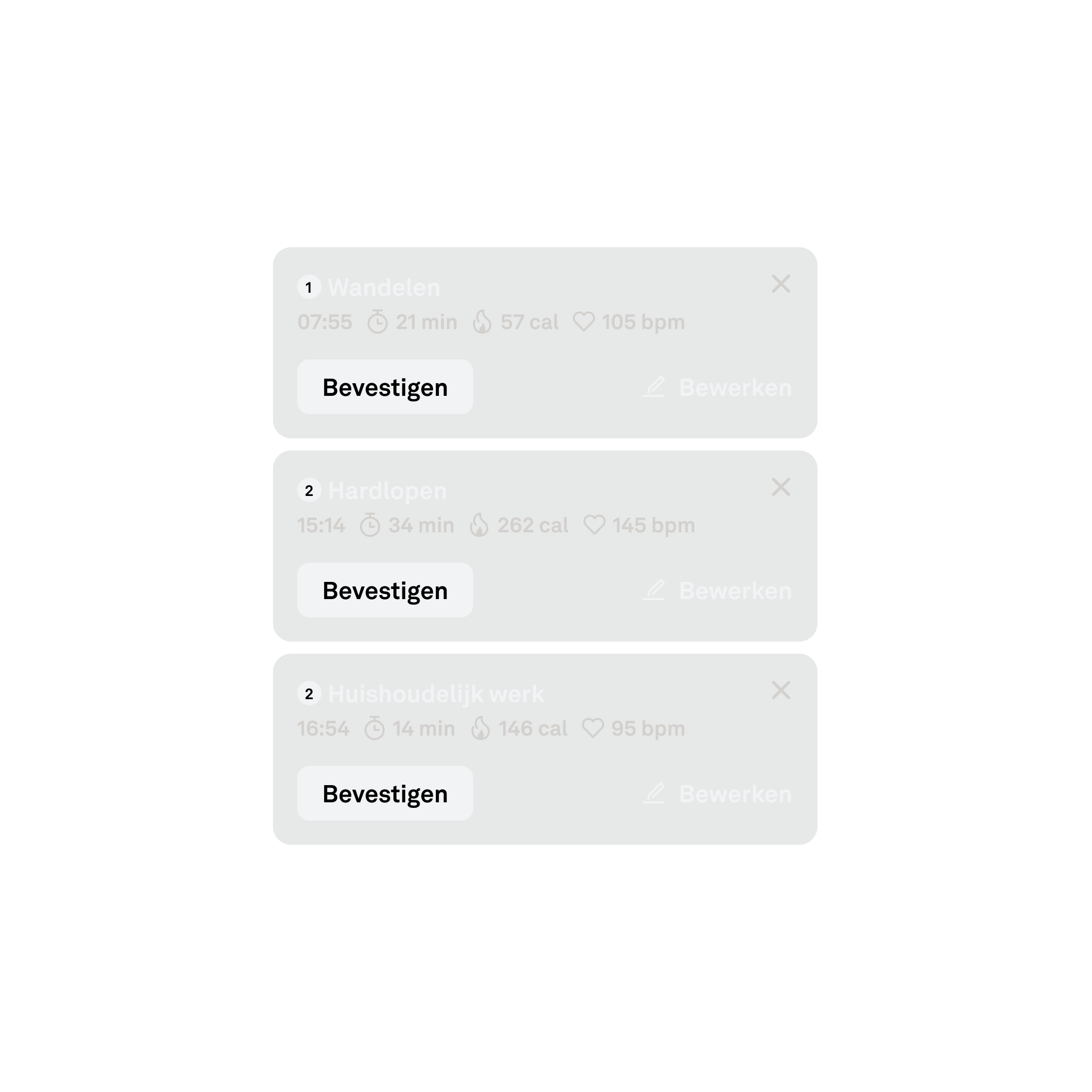 UI van de app met automatische detectie van activiteit.