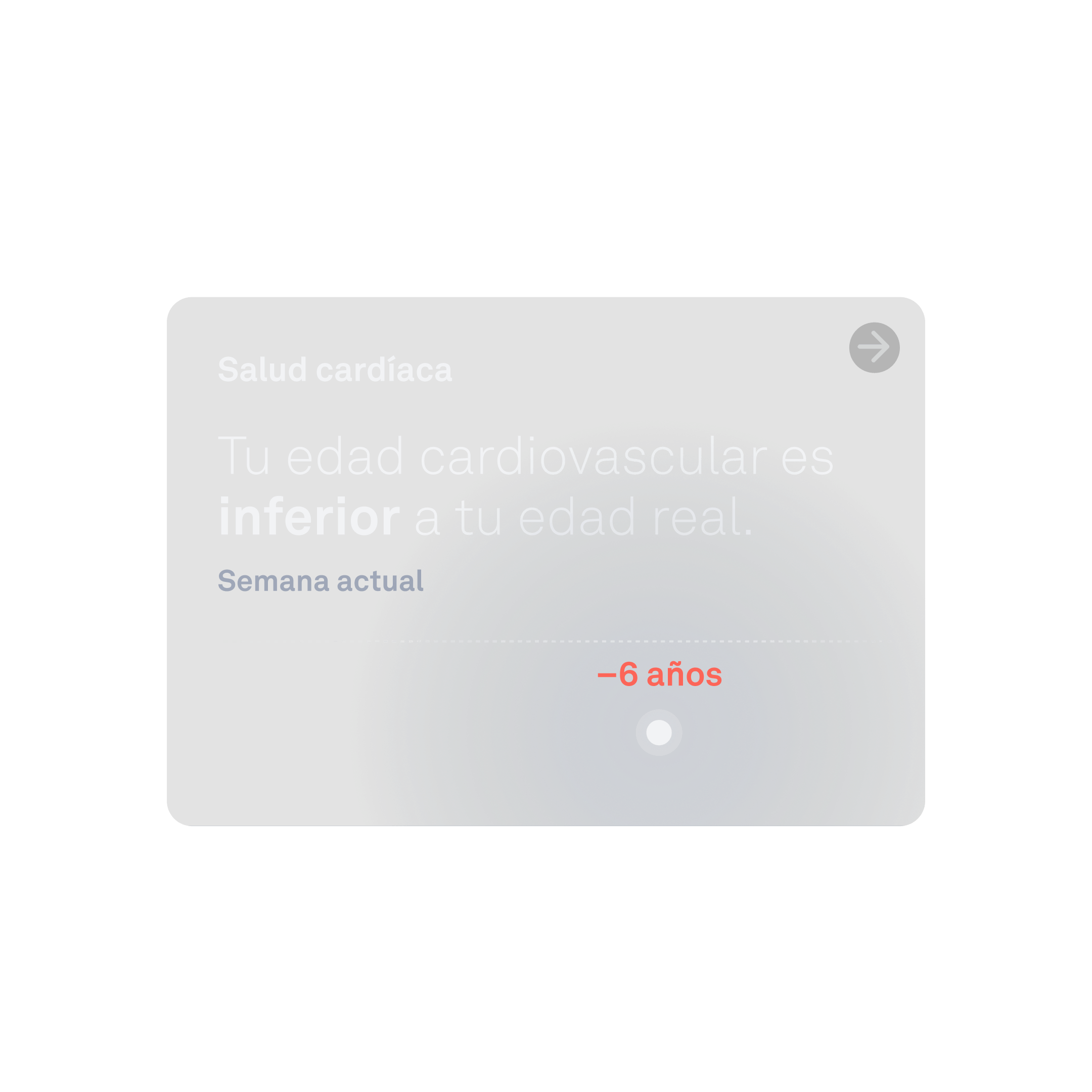 Vista de los datos de la edad cardiovascular en la aplicación Oura