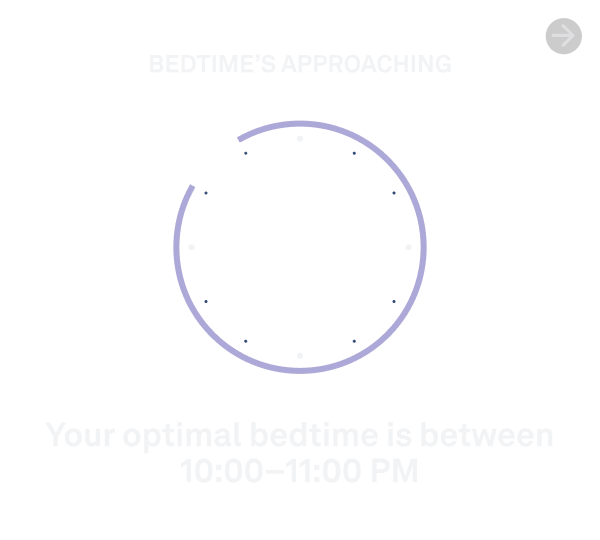 Oura Ring App view of bedtime approaching data
