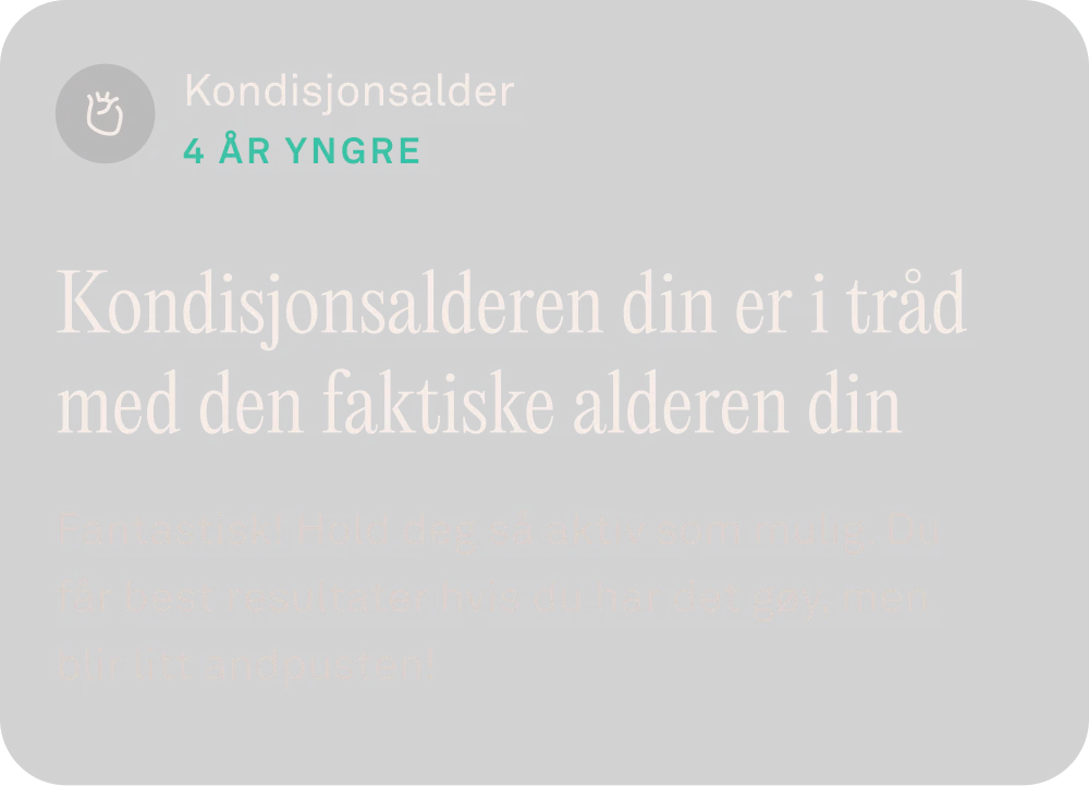 Oura-appvisning som viser data om kondisjonsalder