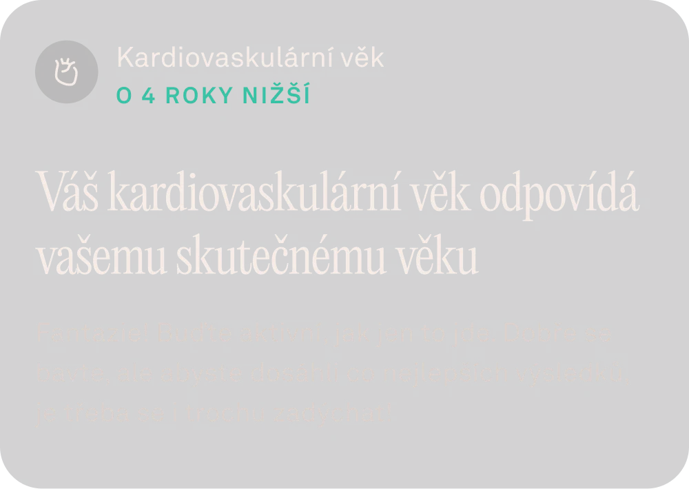 Obrazovka aplikace Oura s daty o kardiovaskulárním věku