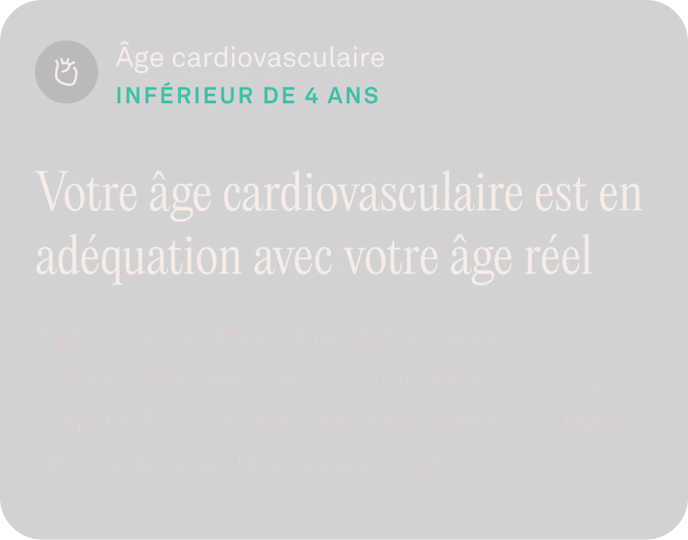 Application Oura affichant les données relatives à l'âge cardiovasculaire