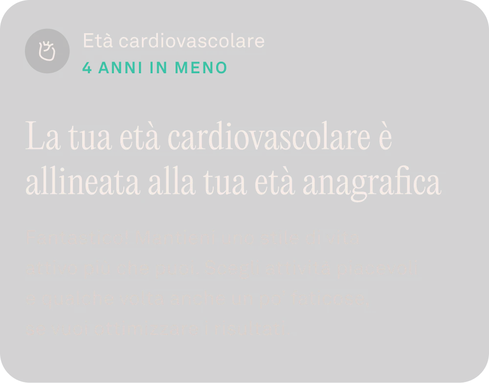 Schermata di Oura App che mostra i dati sul'età cardiovascolare