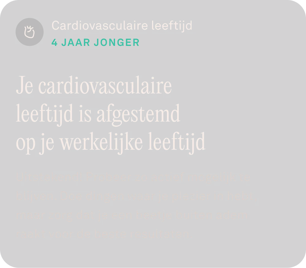 Weergave van de Oura-app met gegevens over de cardiovasculaire leeftijd