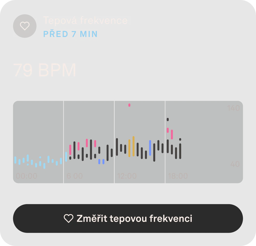 Obrazovka aplikace Oura s daty o tepové frekvenci