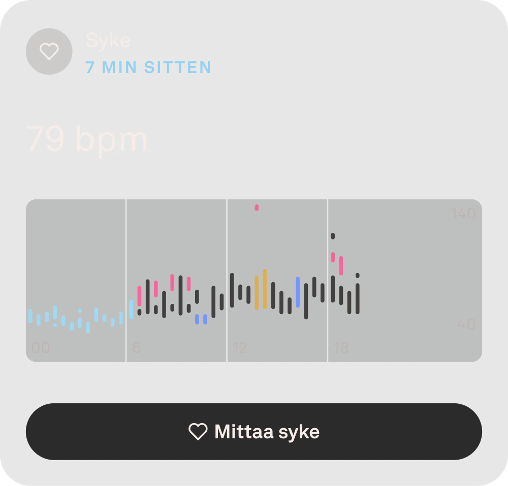 Oura-sovelluksen näkymä, jossa syketiedot