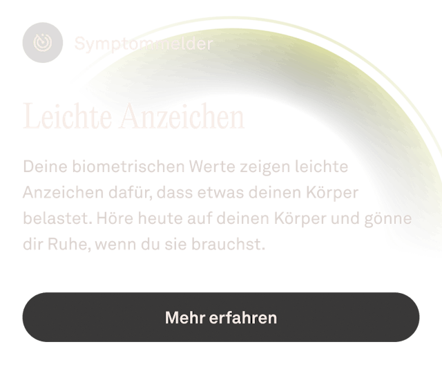 Ansicht des Features „Symptommelder“ in der Oura-App