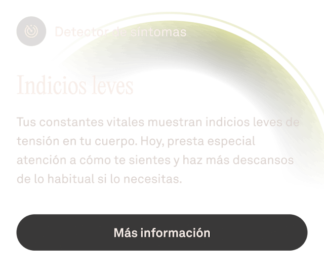 Imagen de la función Detector de síntomas de la aplicación Oura.