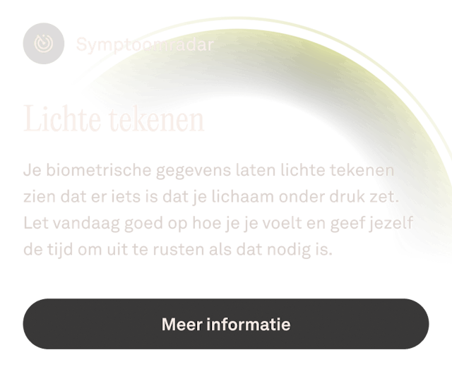 Weergave van de UI van de symptoomradar in de Oura Ring-app