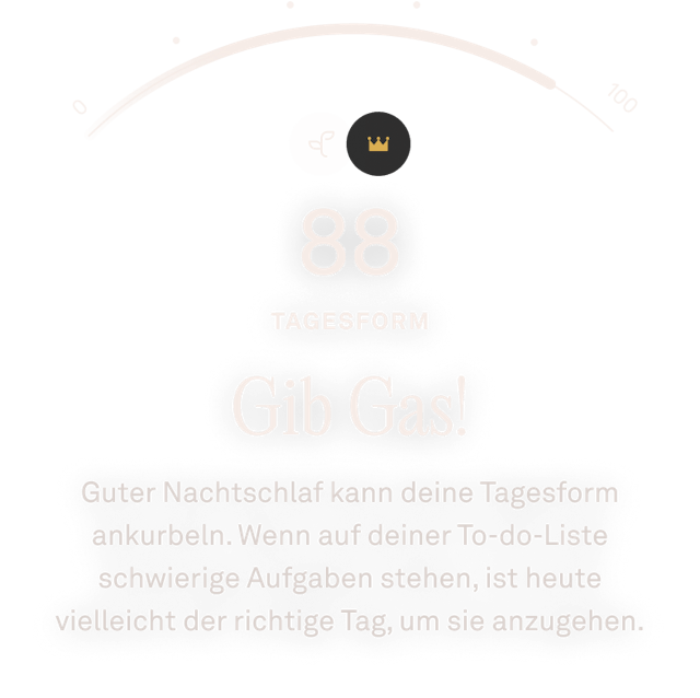 Ansicht der Tagesformbewertung in der Oura-App