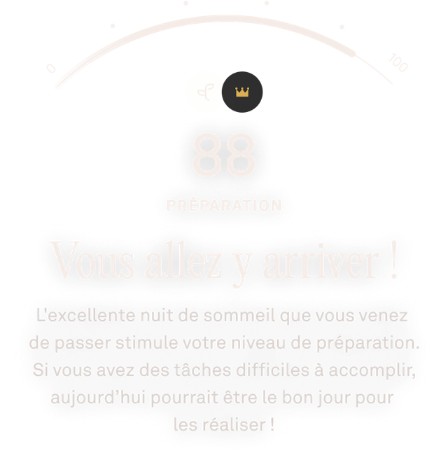 Image des données du score de préparation dans l'application Oura Ring