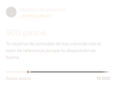 Datos del objetivo de actividad en la aplicación Oura