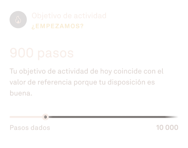 Datos del objetivo de actividad en la aplicación Oura
