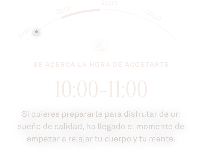 Datos de la hora de acostarse en la aplicación Oura