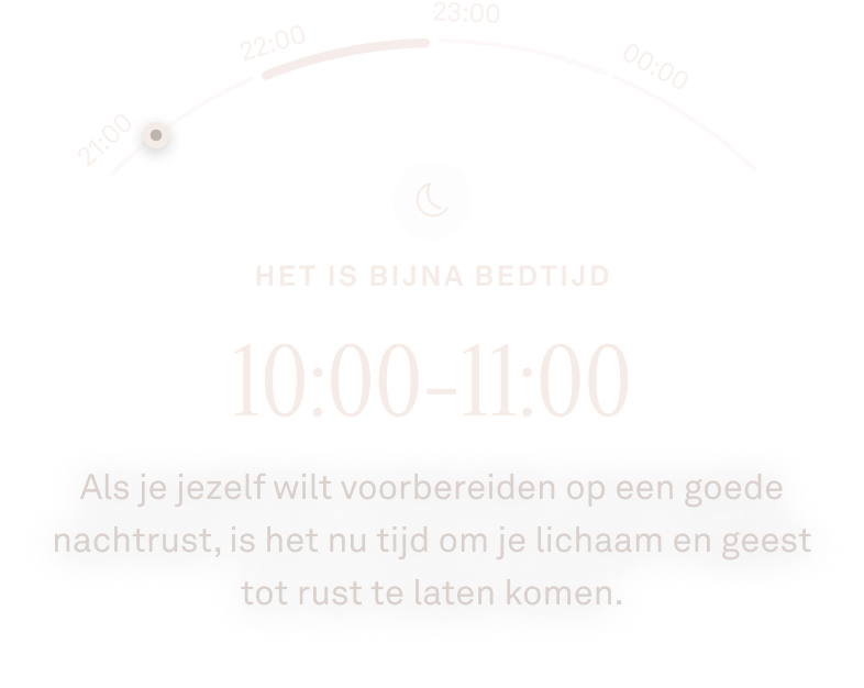 Weergave van de Oura Ring-app met gegevens over een naderende bedtijd