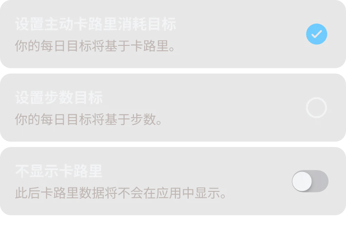 Oura App 中的个性化活动目标视图