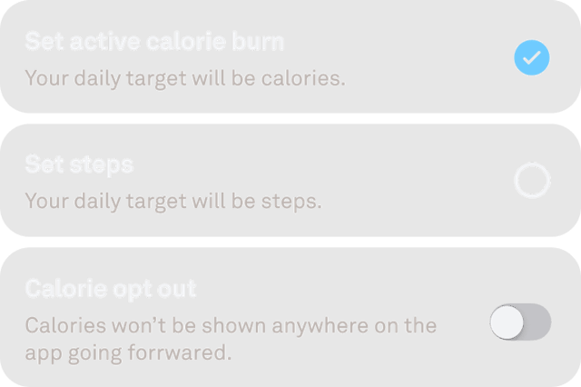 Personalized Activity Goals view in the Oura app