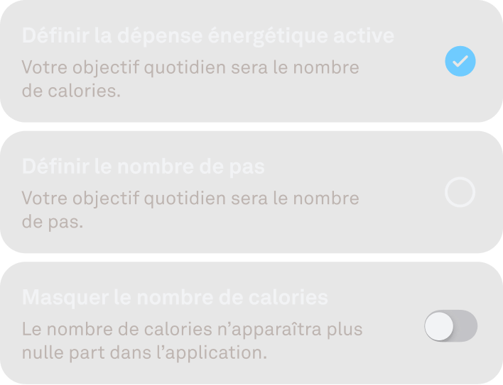 Affichage des objectifs d’activité personnalisés dans l’application Oura