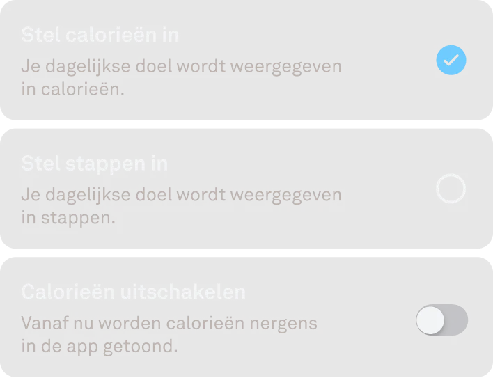 Weergave van persoonlijke activiteitsdoelen in de Oura-app