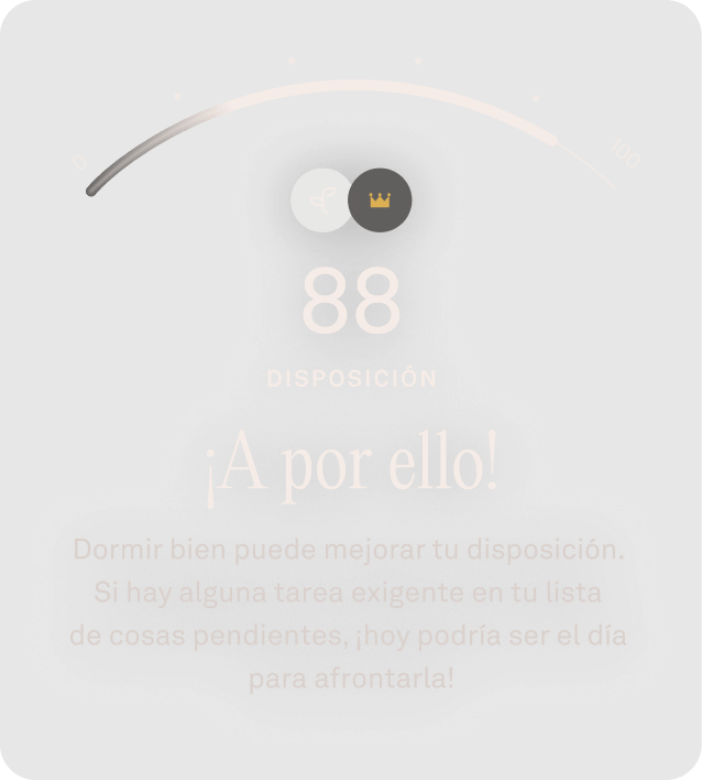 Puntuaciones de la disposición en la aplicación Oura