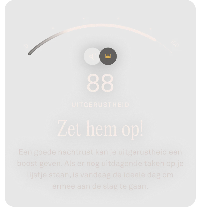 Weergave van de Oura Ring-app met gegevens over de uitgerustheidsscore