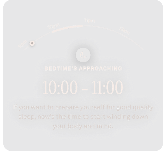 Oura Ring app view of bedtime approaching data