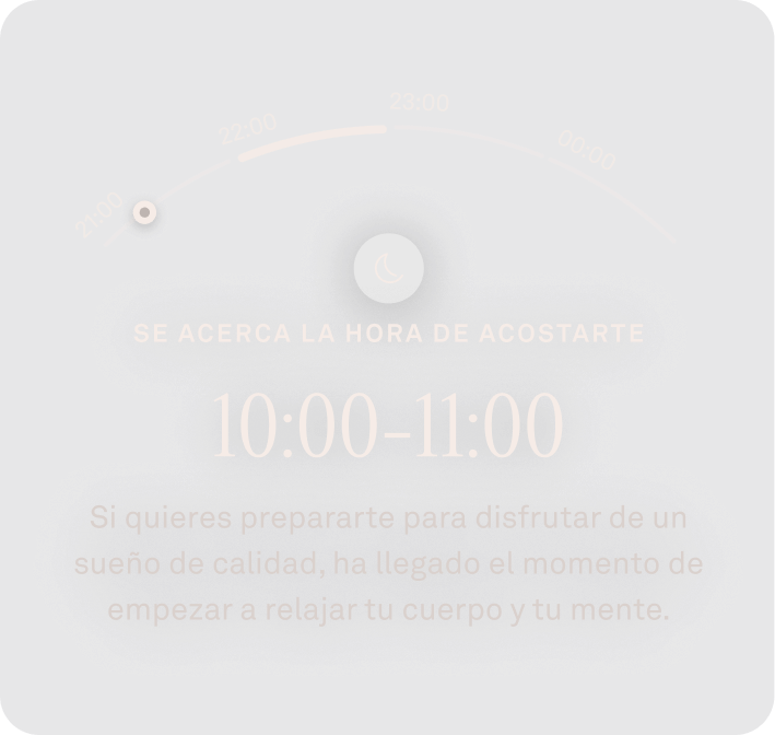 Datos de la hora de acostarse en la aplicación Oura