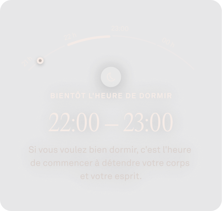 Image des conseils concernant l'heure de coucher dans l'application Oura Ring