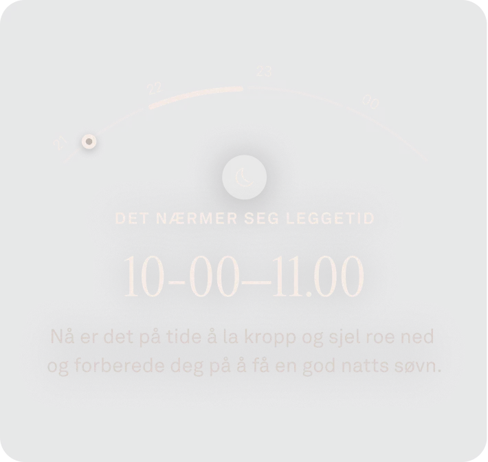 Oura Ring app-visning av data om at det nærmer seg leggetid