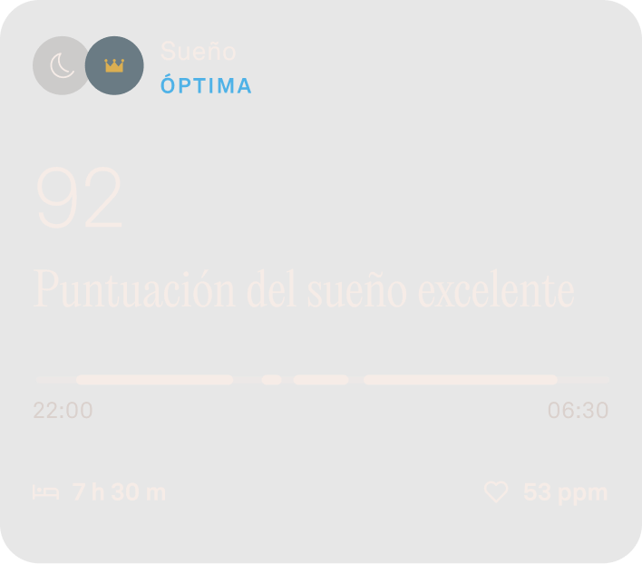 Datos de la puntuación del sueño en la aplicación Oura