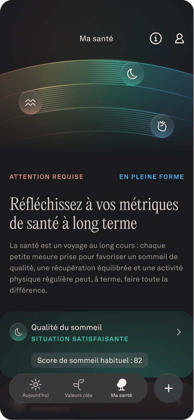 Application Oura signalant la nécessité de prêter attention à la gestion du stress.