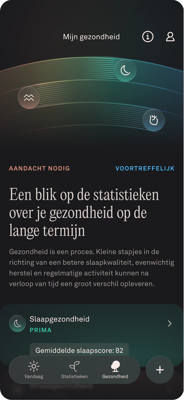 Een scherm in een mobiele app waarop de gebruiker wordt aangespoord aandacht te besteden aan de omgang met stress.