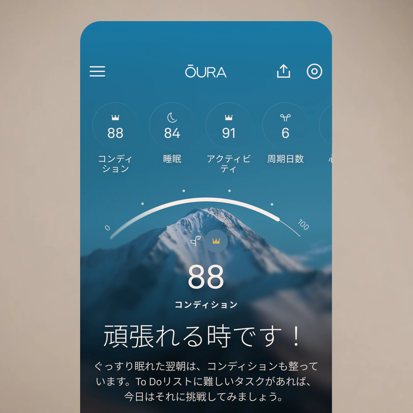 コンディションスコアを表示するモバイルアプリ。