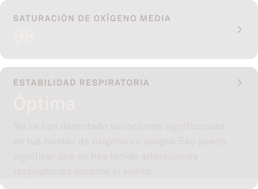 Un mensaje que muestra la saturación de oxígeno media