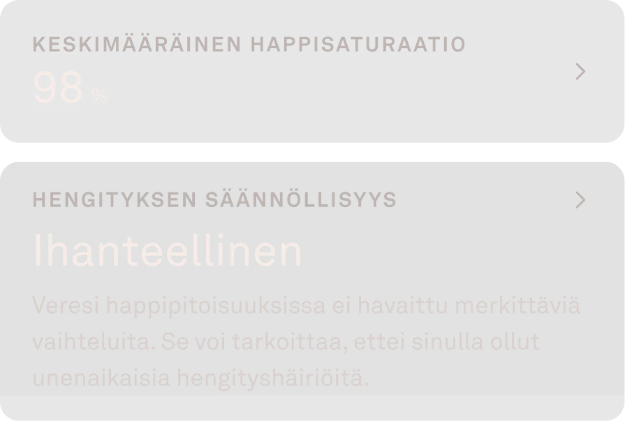 Viesti, joka näyttää keskimääräisen happisaturaation.