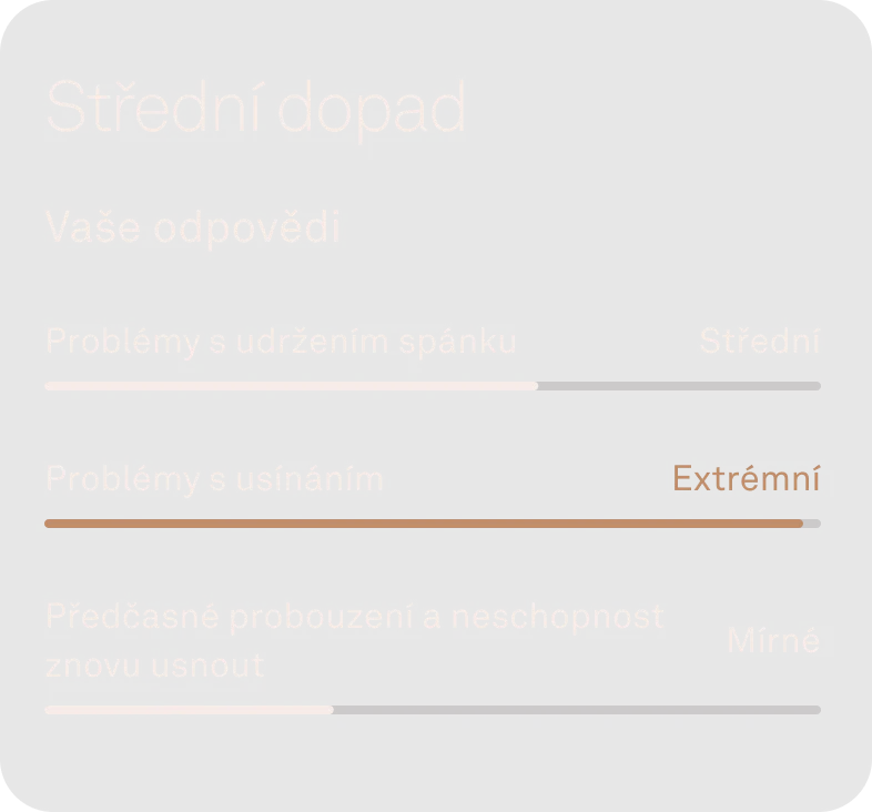 Uživatelské rozhraní aplikace ukazující střední dopad na spánek