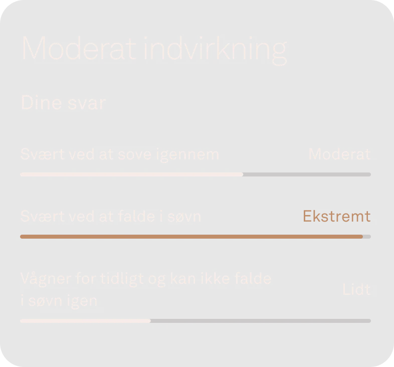 Skærmbillede af moderat søvnindvirkning i appen
