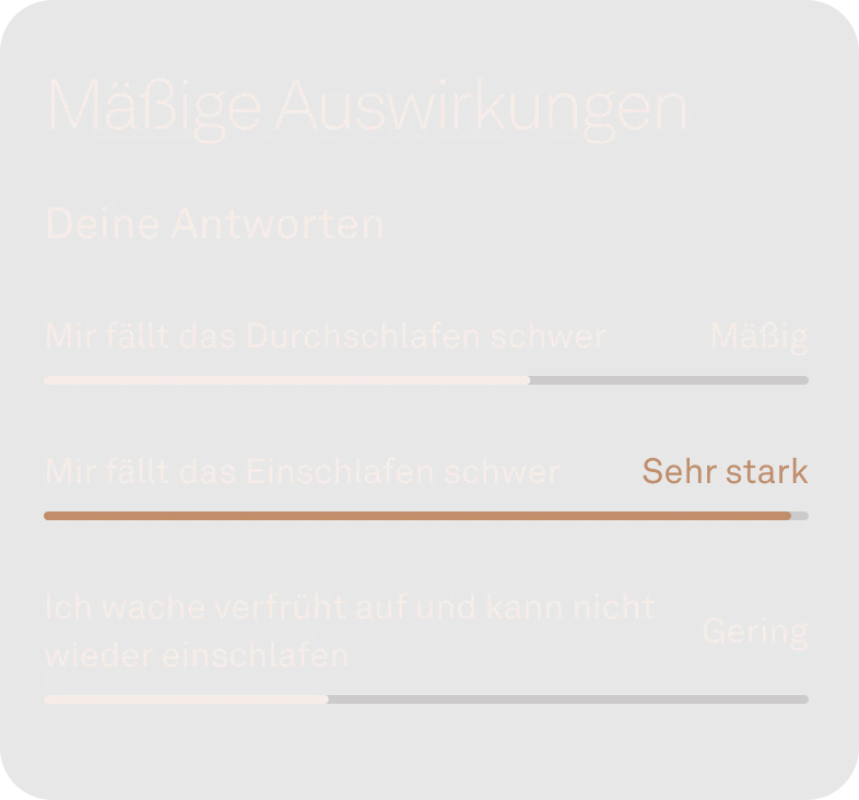 Die Benutzeroberfläche der App zeigt mäßige Auswirkungen auf den Schlaf