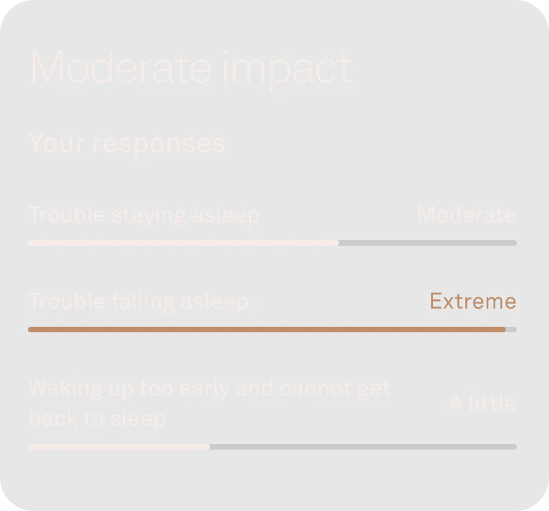 App UI showing moderate sleep impact