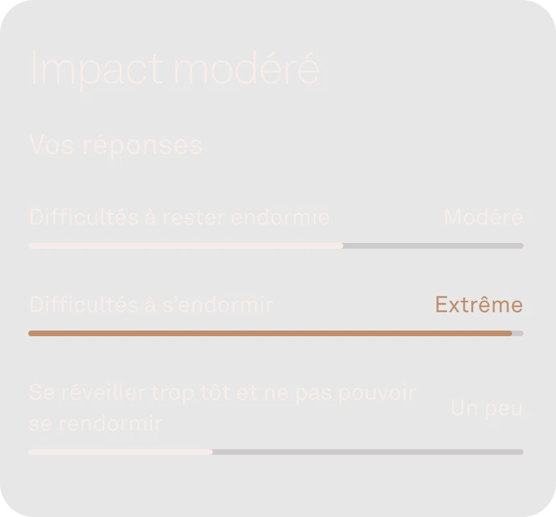 Interface de l’application indiquant un impact modéré sur le sommeil