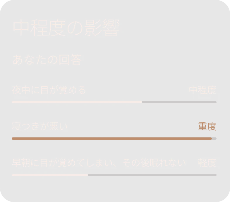 睡眠への中程度の影響を表示しているアプリUI