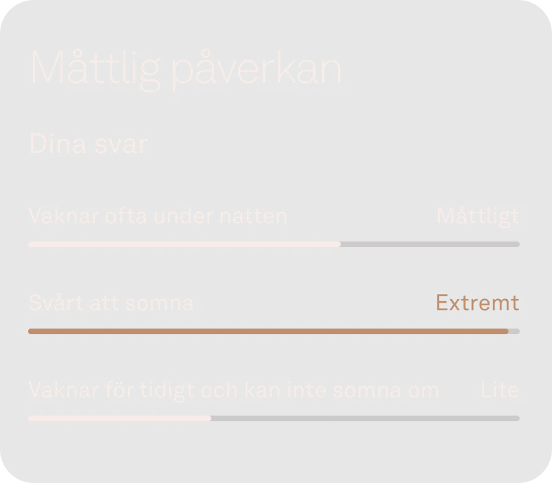 Appens användargränssnitt som visar måttlig påverkan på sömnen
