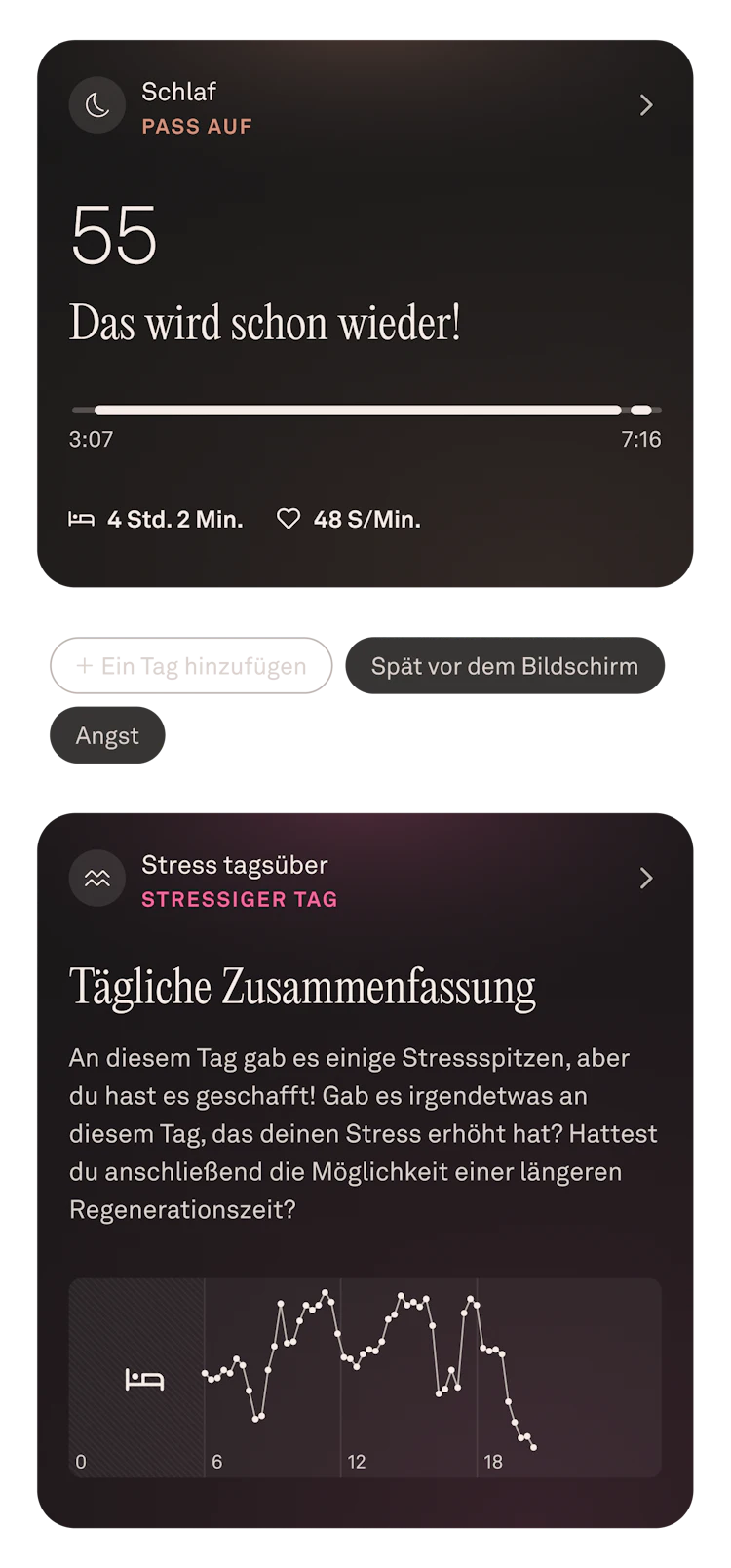 Ansicht der Schlafdaten für Juni in der Oura-App
