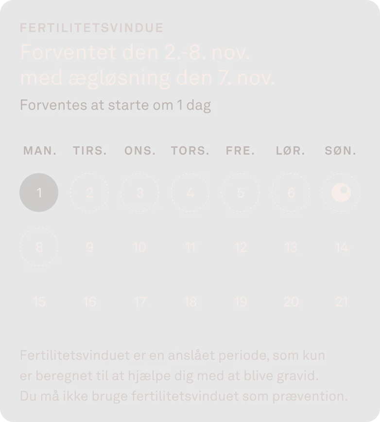 Billede, der viser funktionen Fertilitetsvindue i Oura-appen