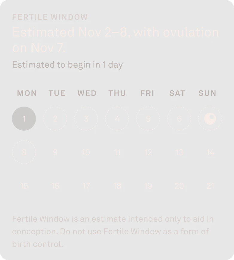 Image showing the fertile window feature from the Oura app