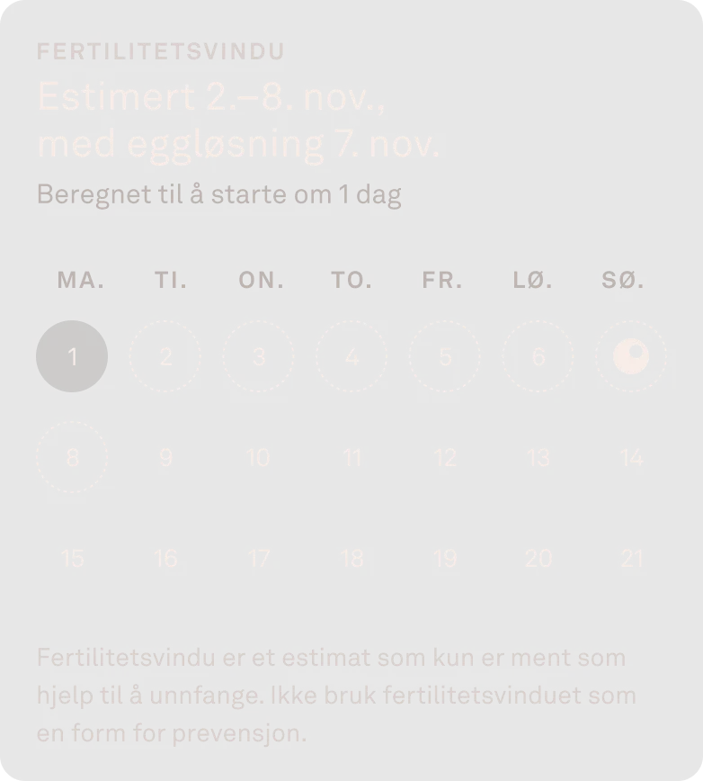 Bilde som viser funksjonen for fertilitetsvindu fra Oura-appen