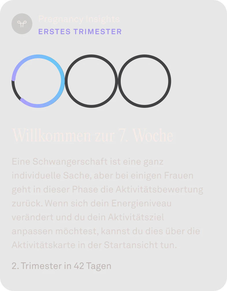 Ansicht der Schwangerschaftsdrittel in der Oura-App anhand von Ringen